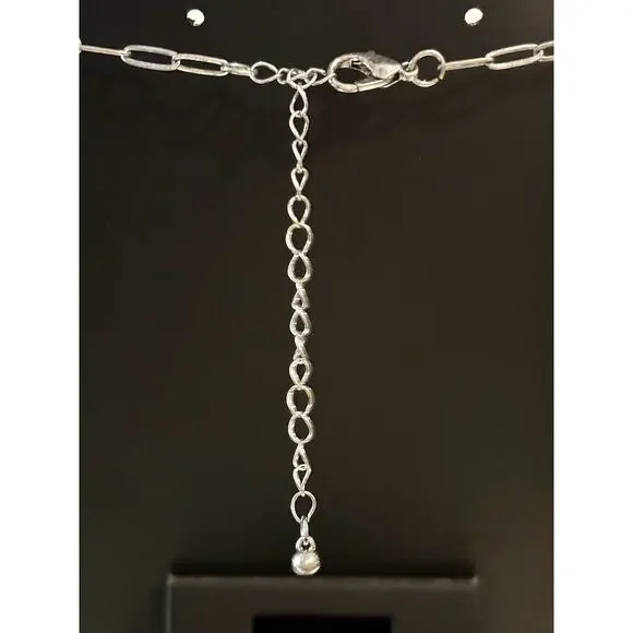 Iridescent Teardrop Crystal Pendant Necklace with Turquoise Beads - Picture 4 of 4